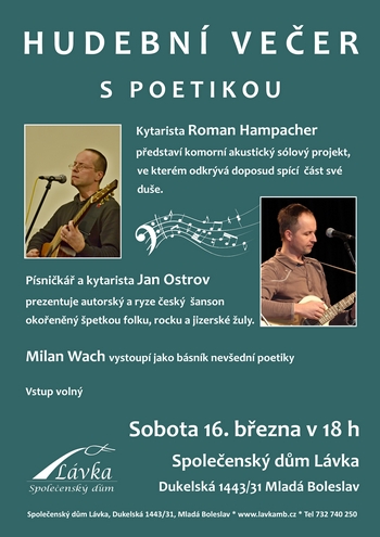 Plakát na koncert ve společenském domě Lávka v Mladé Boleslavi